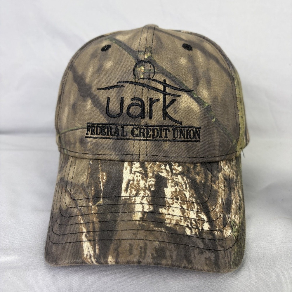 Cap America Baseball Hat UARK Federal Credit Union Unisex OSFM Camo Logo Cap